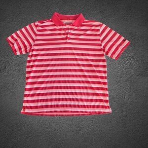 Nike Golf Tour Performance Polo Mens Large Striped Red Dri-fit